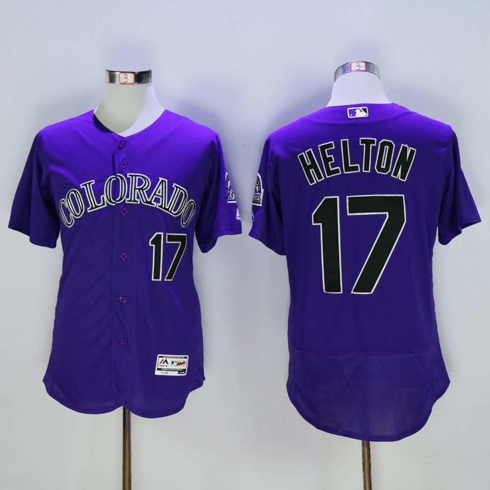 Men Colorado Rockies #17 Helton Purple MLB Jerseys